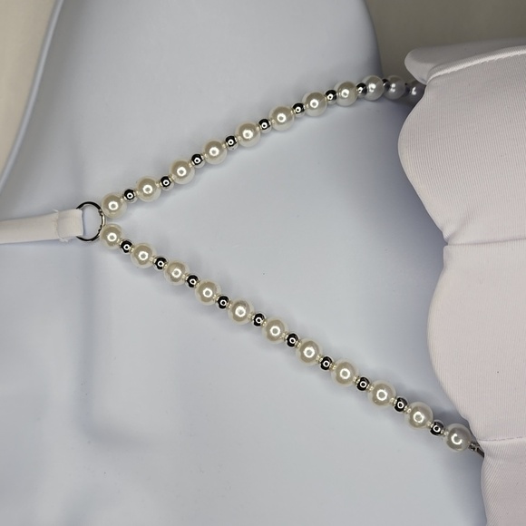 White W Pearls Mermaid Top 38D/40C - Picture 5 of 5